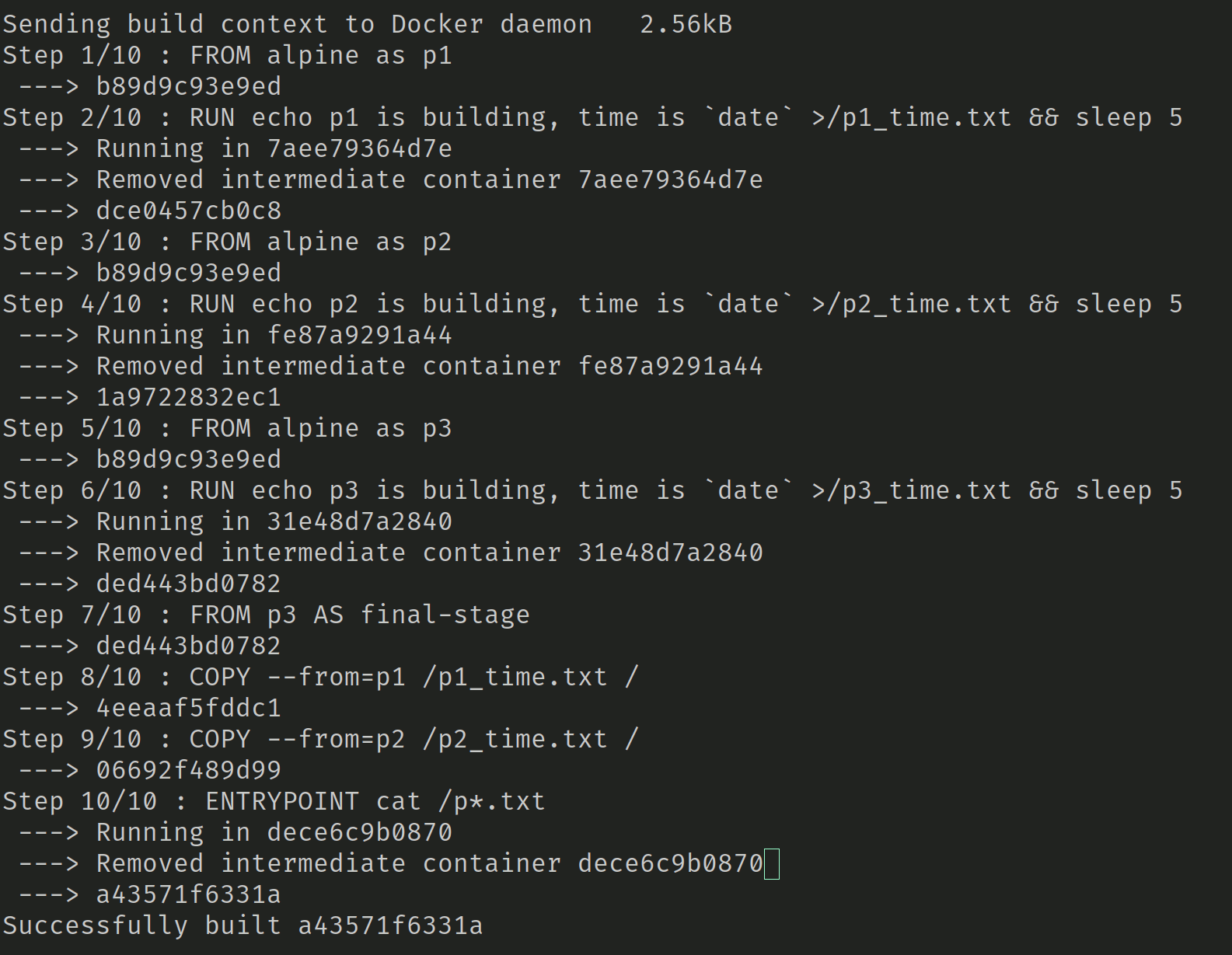 Ausgabe beim Build ohne Parallelisierung