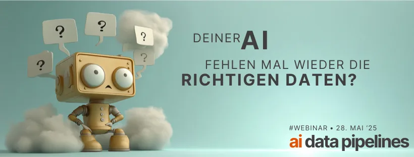 Eine arme kleine AI schaut fragend drein – weil ihr mal wieder die richtigen Daten fehlen.